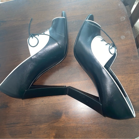 Ralph Lauren Purple Label Sz 37 Katia Leather Lace Up Oxford Heels Italy Made - Picture 14 of 15